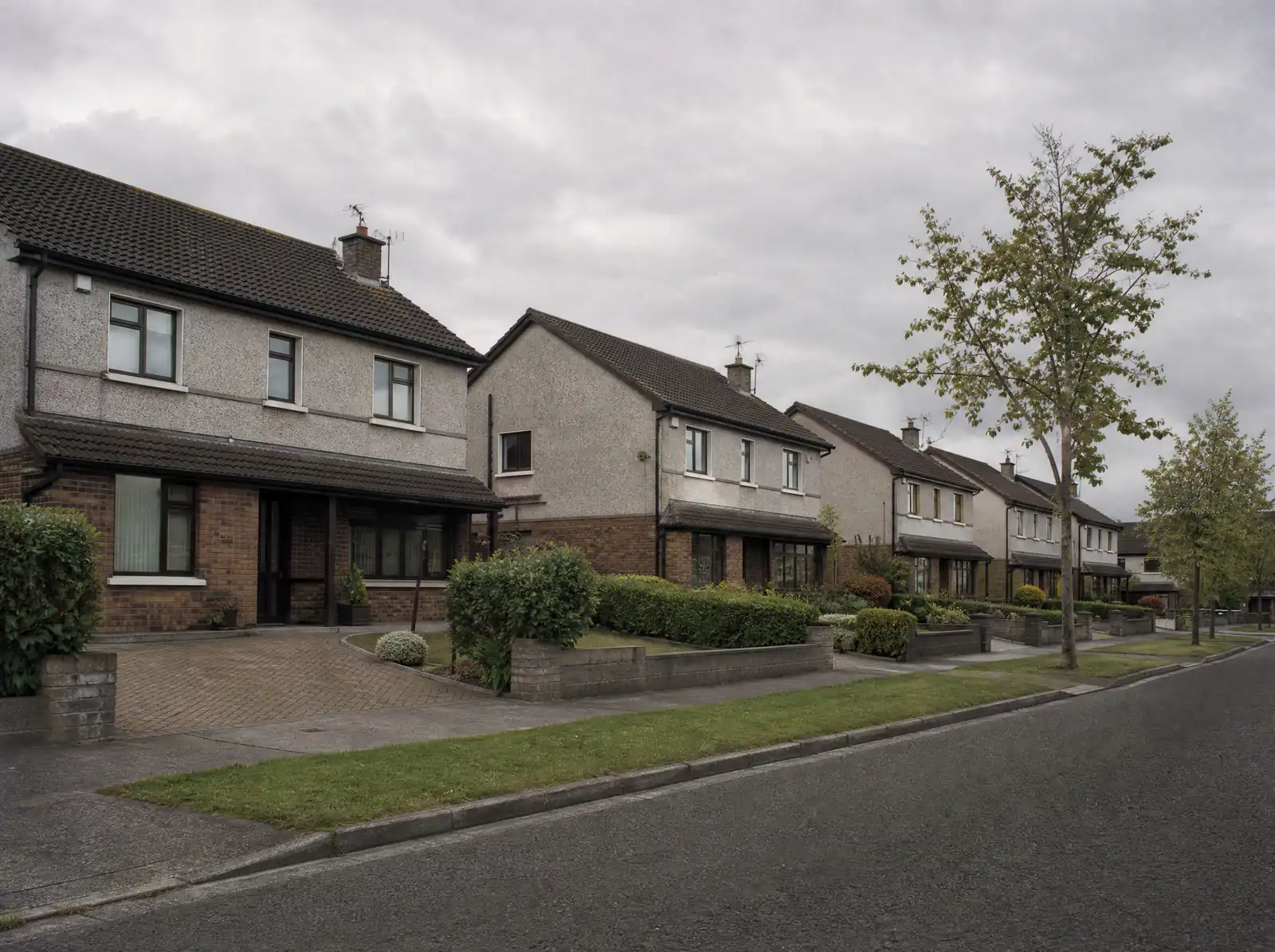 Estate street of 1980s and 1990s semi-detached houses in Swords, north County Dublin